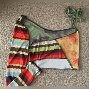 SheIn one sleeve tie crop top